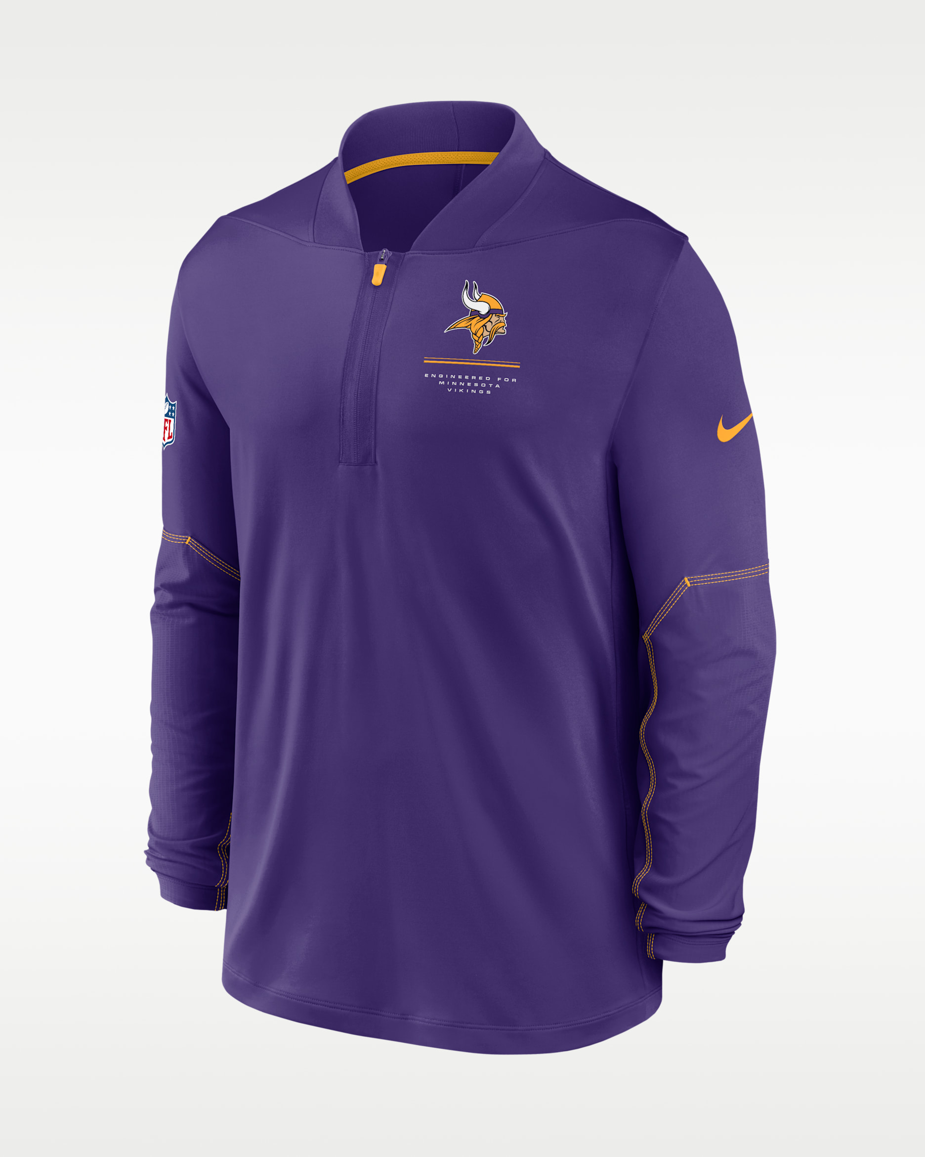 Nike 刺繍ロゴワッペン ゴールド/パープル Minnesota Vikings Sideline Men's Nike Dri-FIT NFL 1/2-Zip Top